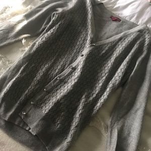 Silver Cardigan with Rhinestone Buttons